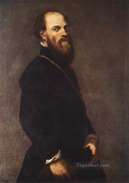  Italian Oil Painting - Man with a Golden Lace Italian Renaissance Tintoretto